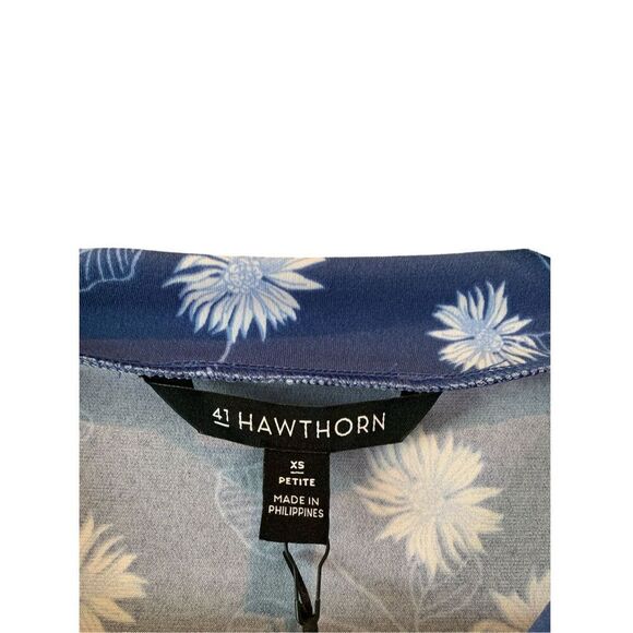 41 Hawthorn Blue Floral Slinky Sleeveless V-Neck Blouse Top Size XS Petite NWT - Picture 4 of 5